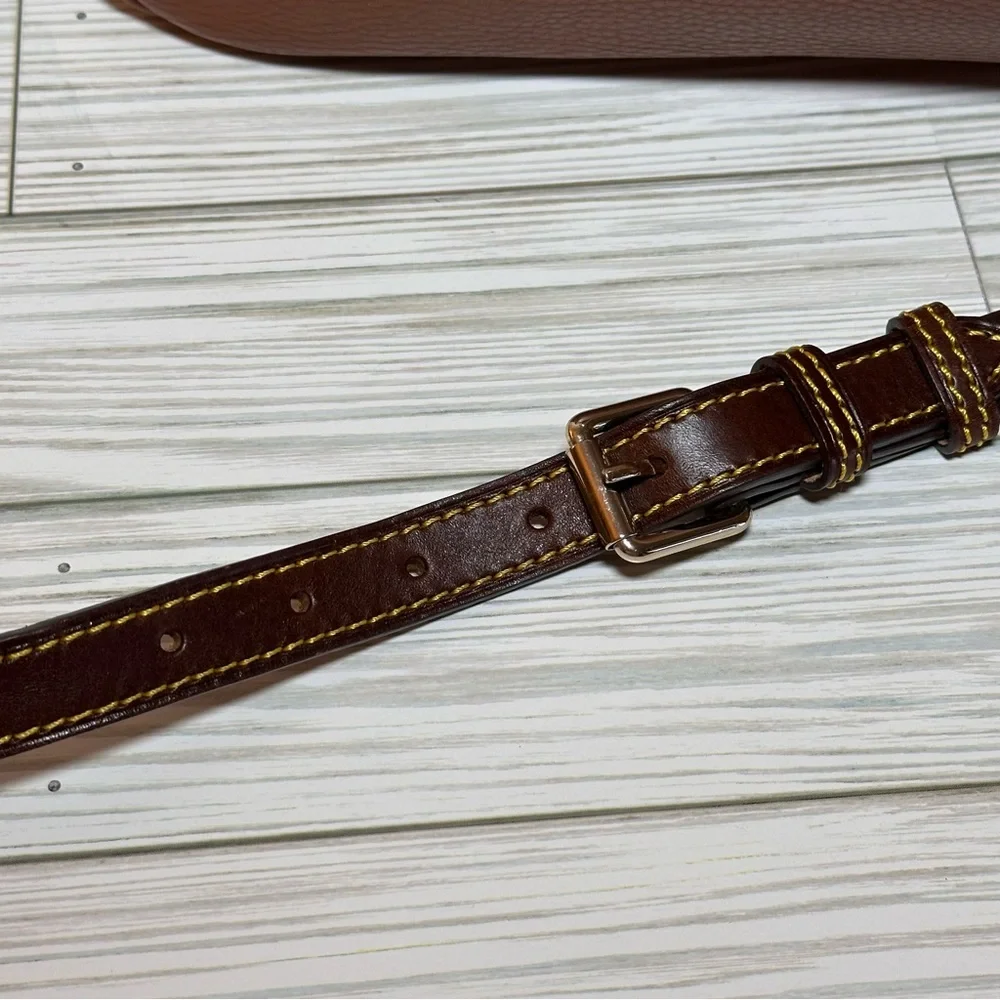 Dooney & Bourke Pebble Leather Satchel Shoulder Bag – Brown with Lock Detail - Picture 7 of 15